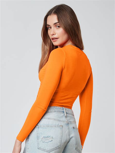 Buy Solids Orange Women S Cut Out Crop Top Online At The Souled Store