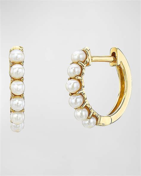 Zoe Lev 14k Tiny Pearl Huggie Earrings In Metallic Lyst