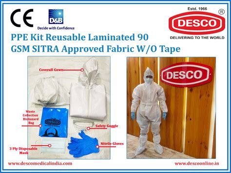 Ppe Kit Reusable Laminated 90 Gsm Sitra Approved Fabric Wo Tape