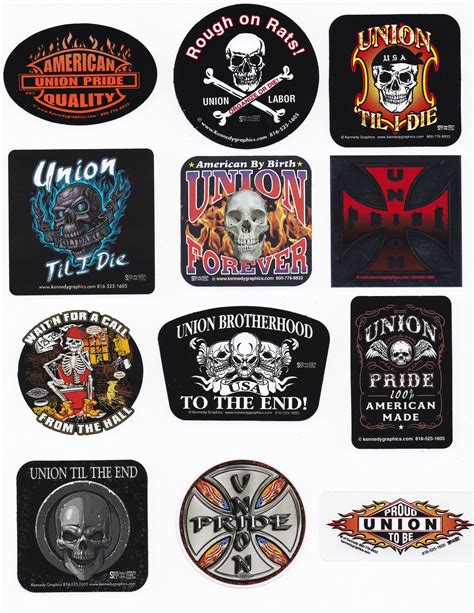 Union Hard Hat Sticker Mix 1 - Skulls, Flames & Crosses