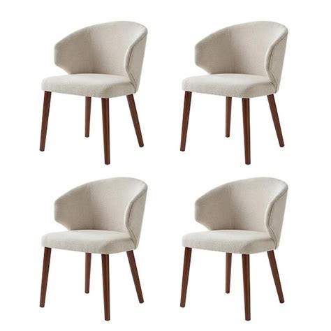 Jayden Creation Nuria Linen Upholstered Dining Chair With Wing Back And