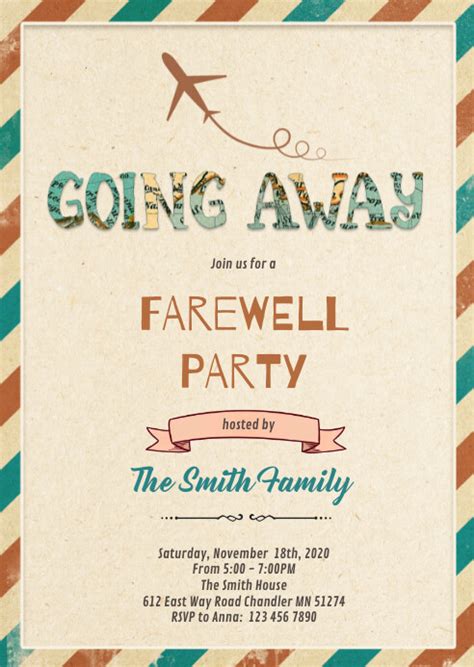 Going Away Party Invitation Template Postermywall