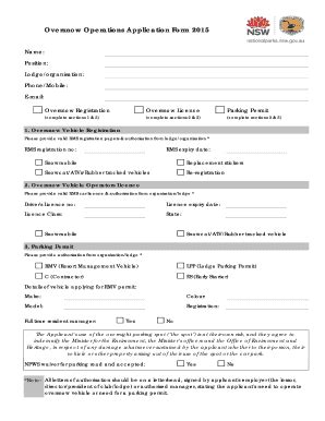 Fillable Online Environment Nsw Gov Ovesnow Operations Application Form