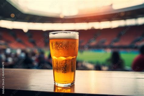 Bier Trinken Im Fu Ballstadion Frisch Gezapftes Bier Als Zuschauer