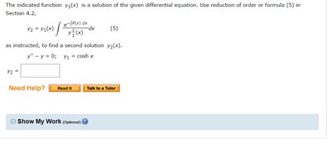 Solved The Indicated Function Y X Is A Solution Of The Chegg