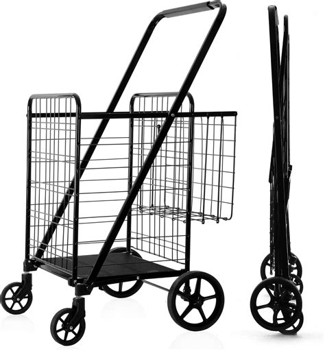 Folding Shopping Cart Grocery Cart 450 Lb Capacity Utility Cart With