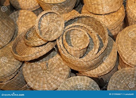 Straw baskets stock image. Image of objects, ornamental - 21596667