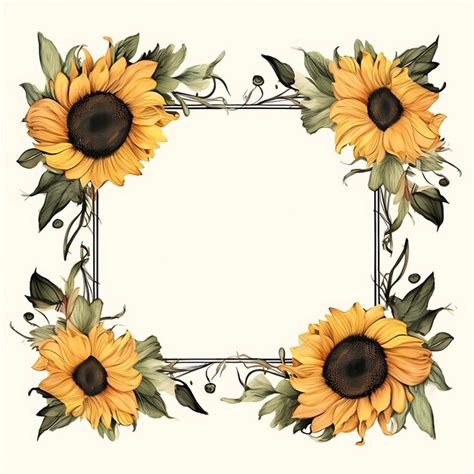 Premium AI Image | The watercolor sunflowers' golden border frame ...