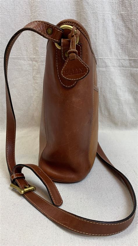 Vintage Bally Brown Leather Crossbody Zip Top Bucket Bag Etsy