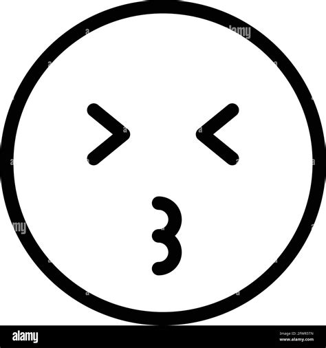 Das Emoji-Symbol küsst. Outline Kissing Emoji Vektor-Symbol für Web ...