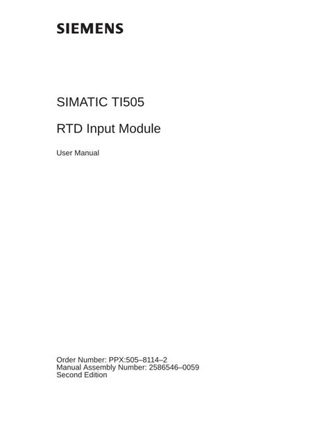 PDF SIMATIC TI505 RTD Input Module User Manual SIMATIC TI505 RTD