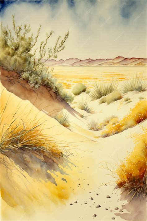 Premium AI Image | Watercolor painting of a desert scene generative ai