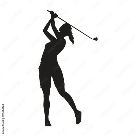 Girl golf player vector silhouette. White background. Stock Vector ...