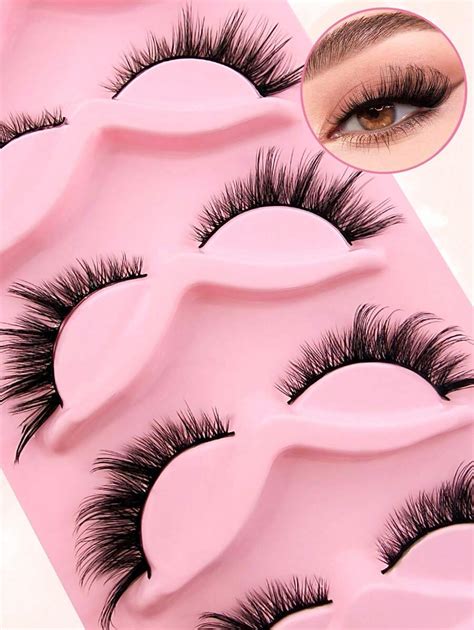 False Eyelashes 5 Pairs 18mm Cat Eye Volumized Eyelashes Fluffy