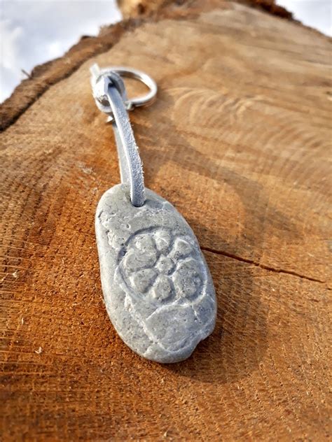 Stone Keychain With Leather Strap Engraved Stone Keychain Etsy