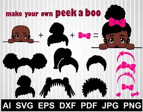 Peek A Boo Svg Vector Design Bundle Afro Girl Svg African Etsy Uk