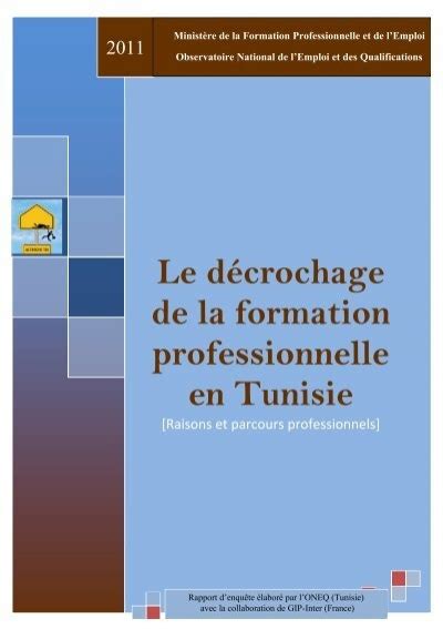 Le D Crochage De La Formation Professionnelle En Tunisie