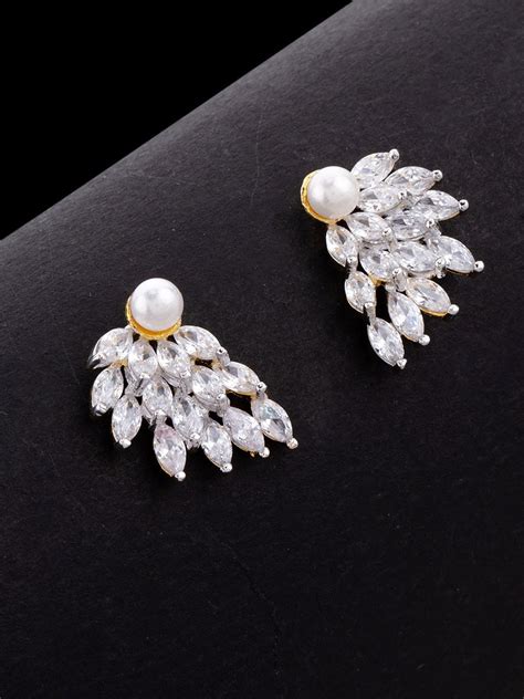 Buy Studio Voylla Gold Plated And White Cz Studded Contemporary Studs