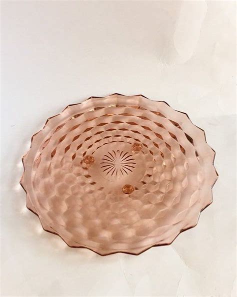 Cake Plate Pink Glass Pink Serving Platter Whitehall Peach Etsy