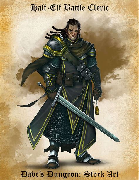 Character Art Half Elf Battle Cleric Daves Dungeon Dungeon