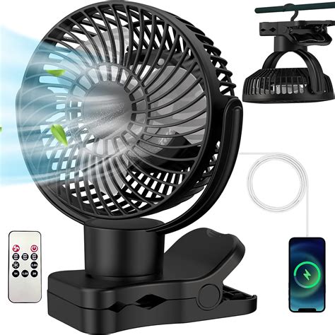 Usb Rechargeable Clip On Fan Small Desk Fan With Led Light Timer