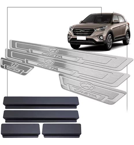 Hyundai Creta Soleiras A O Inox Escovado Vinil Frete Gr Tis