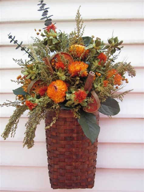 Long Wall Basket Dried Flower Arrangement With Cinnamon Sticks Etsy