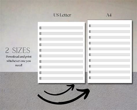 Printable Alto Clef Sheet Music For A4letter Printable Pdf Instant Download Etsy