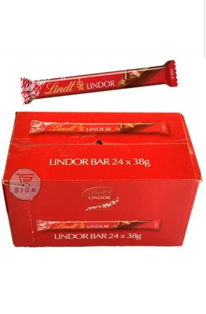 LINDT LINDOR MILK CHOCOLATE BAR 24 X 38g FULL BOX BARS ORIGINAL 24 99