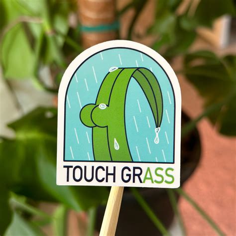 Touch Grass Meme Waterproof Sticker Decal Queer Owned Shop Etsy