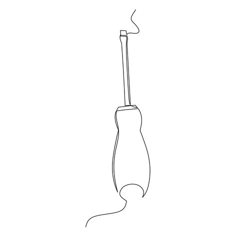 Continuous line drawing of a flat head screwdriver. Simple flat hand ...