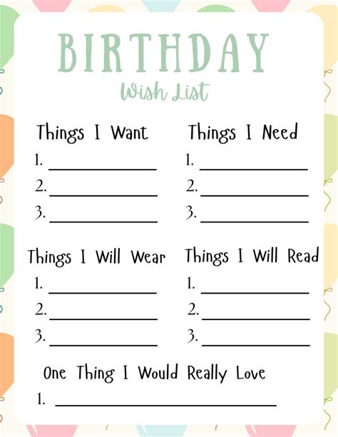 Birthday Wishlist Template 4 Different Templates To Make Your Own