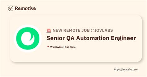 Hiring Senior Qa Automation Engineer Iovlabs