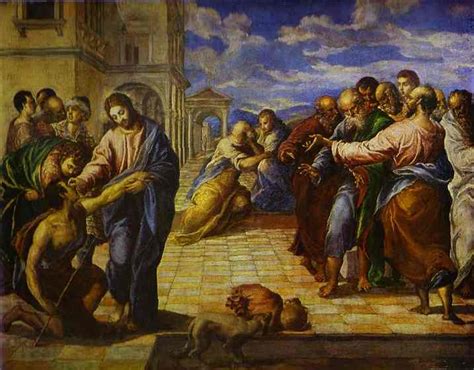 Christ Healing The Blind Man 1560s Painting El Greco Oil Paintings