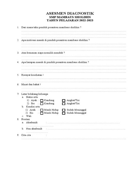 Contoh Asesmen Diagnostik Pdf