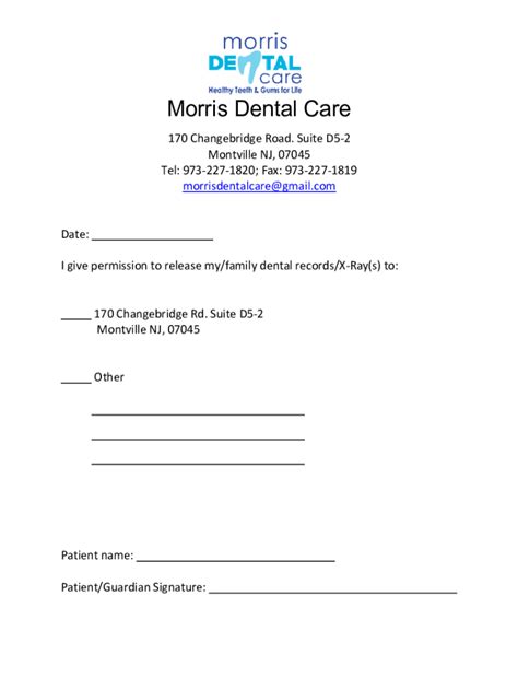 Fillable Online Dental Records X Ray Release Form Fax Email Print