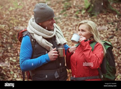 Metal Mugs And Hot Drink Stock Photo Alamy