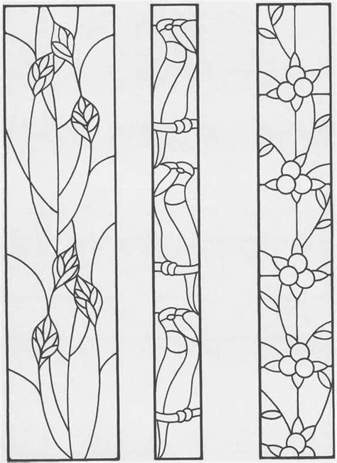 Three Stained Glass Panels With Flowers And Leaves On Them All In