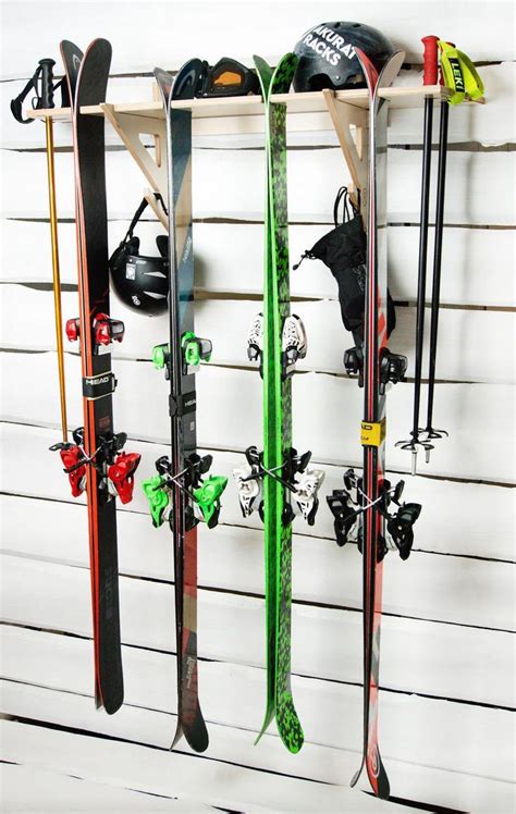 Vertical Ski Wall Rack Wall Mounted Indoor And Garage Storage Rack For