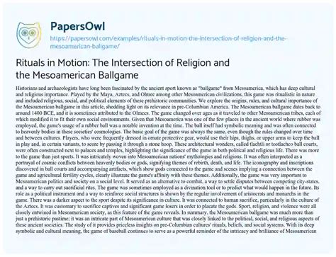 Rituals in Motion: The Intersection of Religion and the Mesoamerican ...