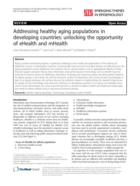 Pdf Addressing Healthy Aging Populations In Developing Countries