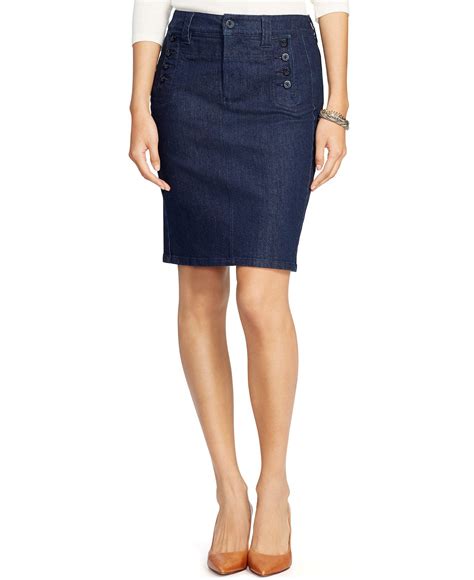 Lauren Ralph Lauren Stretch Denim Pencil Skirt Skirts Women Macy