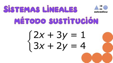 Sistemas de ecuaciones lineales con 2 incógnitas Método de sustitución