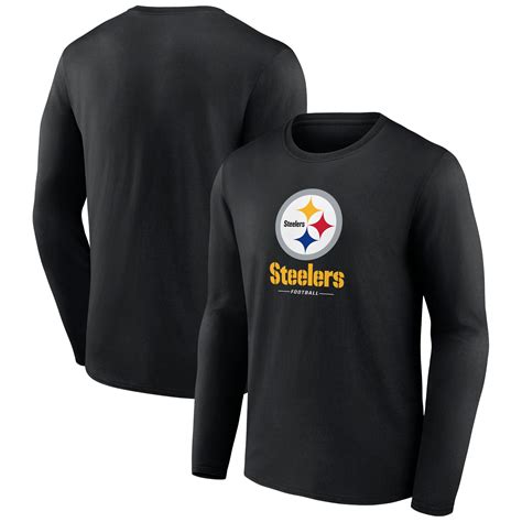 Men S Black Pittsburgh Steelers Logo Team Lockup Long Sleeve T Shirt