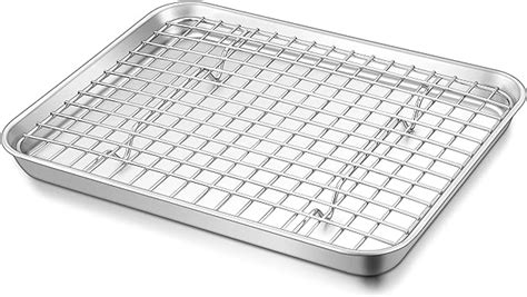 Teamfar Toaster Oven Pan With Cooling Rack Set 105 X 8 X 1 Stainless Steel