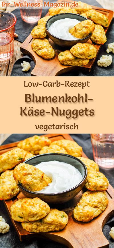 Low Carb Blumenkohl Käse Nuggets gesundes vegetarisches Hauptgericht