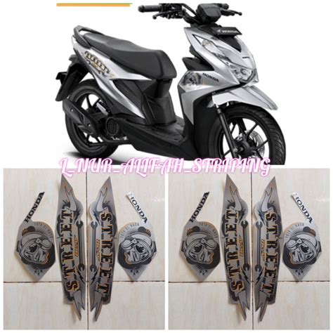 STIKER STRIPING LIS LES POLET BODY MOTOR HONDA BEAT STREET 2023 SILVER