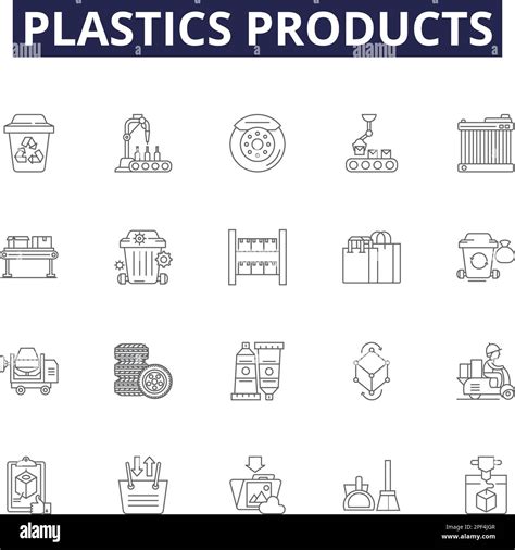 Plastics Products Line Vector Icons And Signs Products Containers