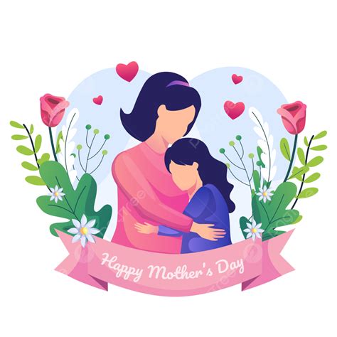 Happy Mother Day Vector Hd Images Mother And Her Daughter Are Hugging