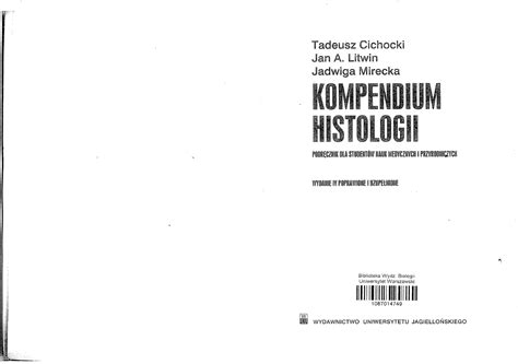 Kompendium Histologii Cichocki Litwin Mirecka Histologia Zwierz T